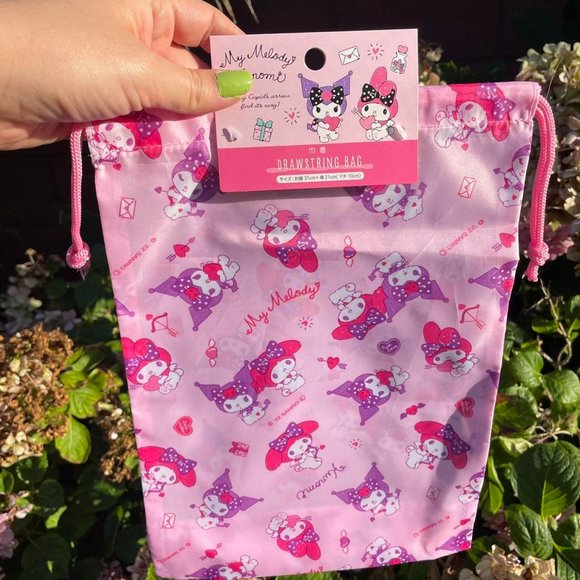 Sanrio Handbags - Sanrio, My Melody, Kuromi Pink Drawstring Bag